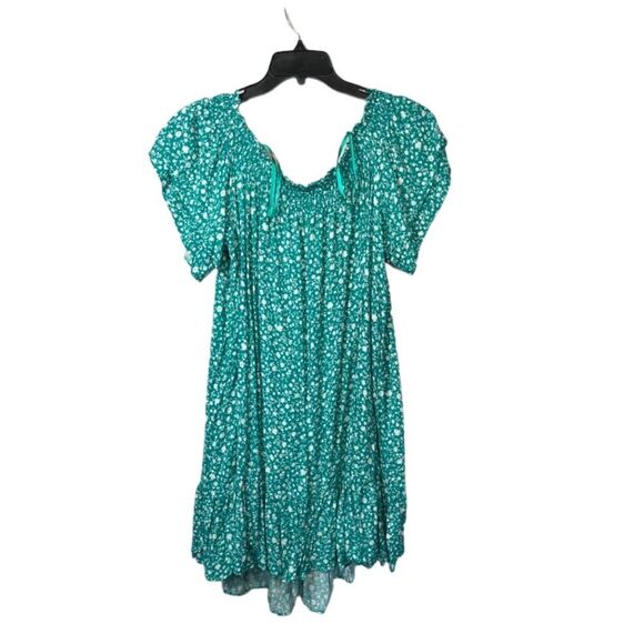 Avenue Cameron off shoulder ditsy floral dress SIZE 18 TURQOUISE A LINE - Picture 2 of 7